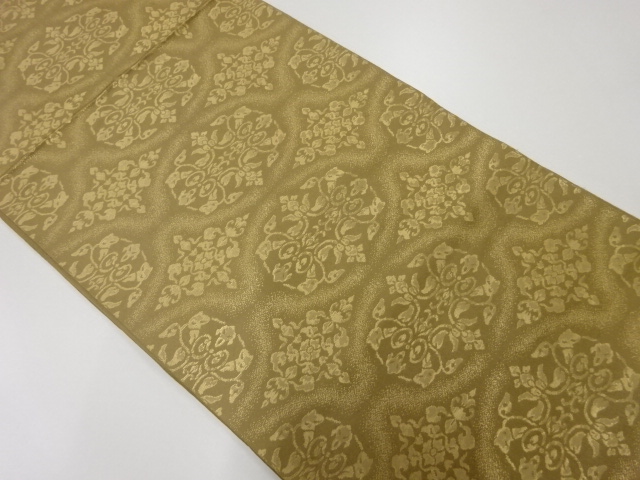 JAPANESE KIMONO / ANTIQUE FUKURO OBI / SILK / WOVEN FLORAL ARABESQUE